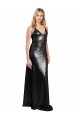 Full Length A-Line Sequin Bridesmaid Dress with Spaghetti Straps V-Neckline UK