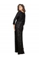 Deep V-Neckline Full Back Long Sleeves Sparkling Sequin Bridesmaid Dress with High Slit UK