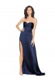 Knotted Sweetheart Silky Satin Bridesmaid Dress with High Side Split UK