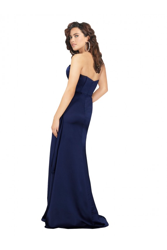 Floor Length Wrap Skirt Silky Satin Bridesmaid Dress UK