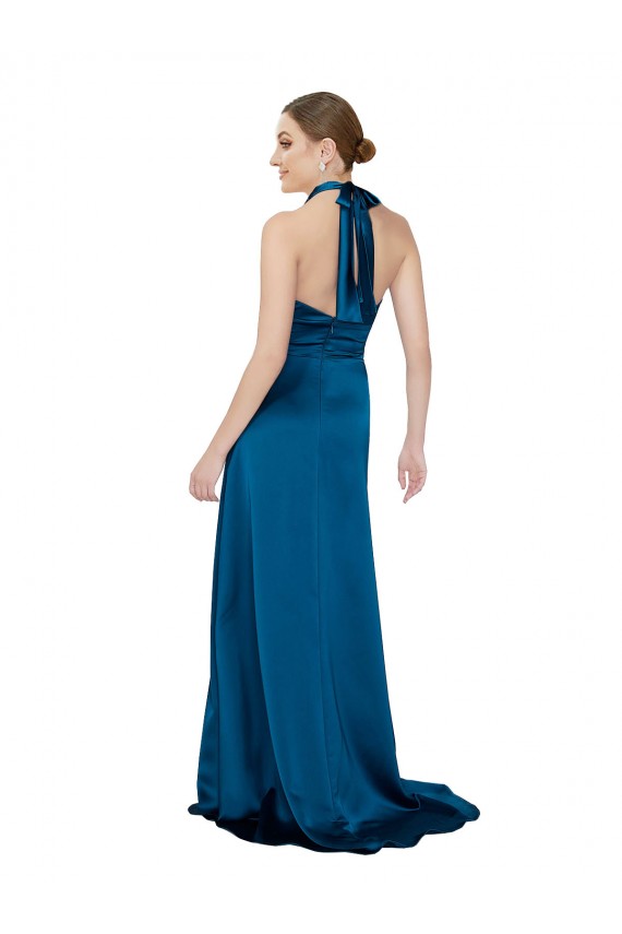 Halter Neck Silky Satin Bridesmaid Dress UK
