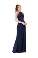 High Neck Satin Bridesmaid Dress with Strappy Back UK