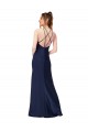 High Neck Satin Bridesmaid Dress with Strappy Back UK