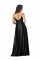 Full Length V-Neckline Silky Satin Bridesmaid Dress with Full Skirt UK