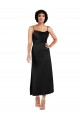 Cowl Neck Tea-Length Short Silky Satin Bridesmaid dress with Skirt Slit UK