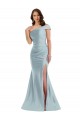 Bias-Cuff One Shoulder Silky Satin Mermaid Bridesmaid Dress with Side Slit UK