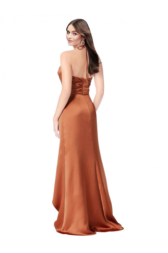 Faux-Wrap Skirt Silky Satin Bridesmaid Dress UK