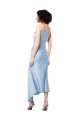 Midi Length Short Silky Satin Bridesmaid Dress with Asymmetric Neckline and High Side Split UK