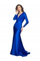 Deep V-Neck Long Sleeves Silky Satin Bridesmaid Dress UK