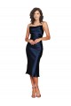 Cocktail Length Sleeveless Spaghetti Straps Cowl Neckline Silky Satin Bridesmaid Dress UK