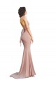 Deep V-Neck Mermaid Low Back Long Spandex Bridesmaid Dress UK