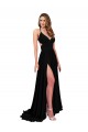 High Slit Open Back Long Spandex Bridesmaid Dress with Lined Crossover Bust UK