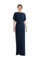 Open Back Short Sleeves Draped Tulip Skirt Maxi Spandex Bridesmaid Dress UK