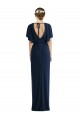 Open Back Short Sleeves Draped Tulip Skirt Maxi Spandex Bridesmaid Dress UK