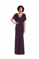 Faux Wrap Split Sleeves Maxi Spandex Bridesmaid Dress with Cascade Skirt UK