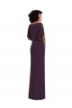Faux Wrap Split Sleeves Maxi Spandex Bridesmaid Dress with Cascade Skirt UK