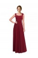 Square Neck Subtle Cap Sleeeves Crepe Bridesmaid Dress UK