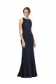 High Neck Sheath Long Crepe Bridesmaid Dress UK