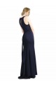 High Neck Sheath Long Crepe Bridesmaid Dress UK