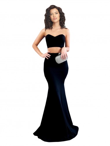 Two Piece High Neck Crepe Bridesmaid Dress UK