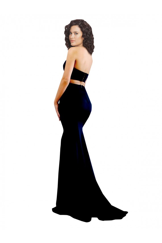 Two Piece High Neck Crepe Bridesmaid Dress UK
