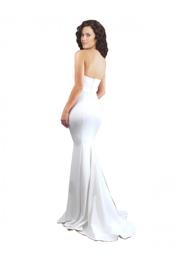 Sweetheart Strapless High Neck Long Crepe Bridesmaid Dress UK