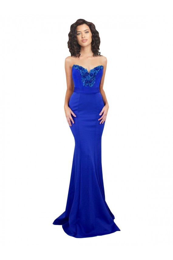 Sweetheart Flower Neckline High Neck Crepe Bridesmaid Dress UK