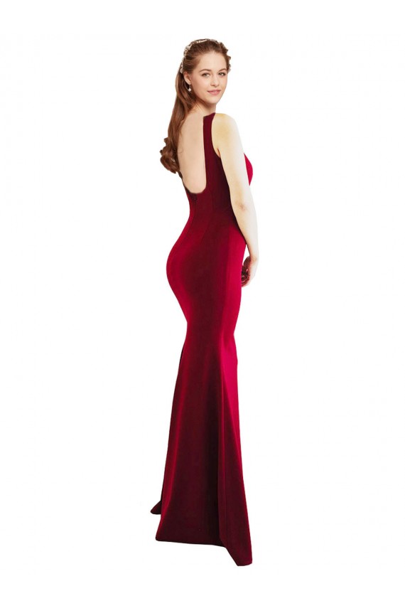 Square Neckline and Backline Fitted Crepe Bridesmaid Dress UK