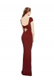 Cap Sleelves Mermaid Crepe Bridesmaid Dress Keyhole Back UK