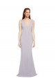 Cut-Out Back V-Neckline Mermaid Crepe Bridesmaid Dress Keyhole Back UK