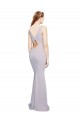 Cut-Out Back V-Neckline Mermaid Crepe Bridesmaid Dress Keyhole Back UK