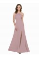 High Neck Crepe Bridesmaid Dress with Pleats and Keyhole Back UK