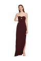 Twisted Strapless Keyhole Long Crepe Bridesmaid Dress with Slit UK