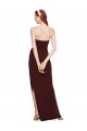 Twisted Strapless Keyhole Long Crepe Bridesmaid Dress with Slit UK