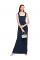 Scoop Neck with Ruffles Long Crepe Bridesmaid Dress with Back Slit UK