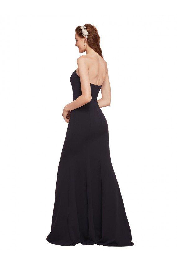 Strapless Bodycon Long Crepe Bridesmaid Dress with High Slit UK