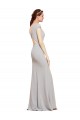 Fit and Flare Long Crepe Bridesmaid Dress with Tie Open Back UK