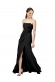 Strapless Fit and Flare Long Crepe Bridesmaid Dress with Knot and Slit UK