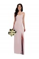 Spaghetti Strap V Back Crepe Bridesmaid Dress with Front Slit UK