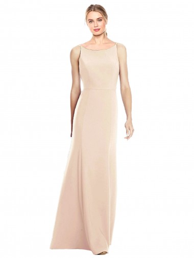 V-Spaghetti Strap Open Back Bateau Neck Trumpet Bridesmaid Dress UK
