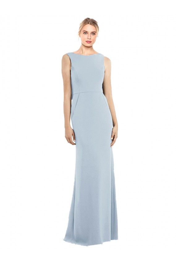 Draped Backless Crepe Bridesmaid Dress with Pockets UK