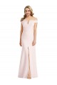 Off the Shoulder Notch Trumpet Bridesmaid Dress with Front Slit UK