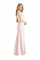 Off the Shoulder Notch Trumpet Bridesmaid Dress with Front Slit UK