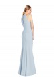 Full Length Sleeveless Halter Bridesmaid Dress with Keyhole Back UK