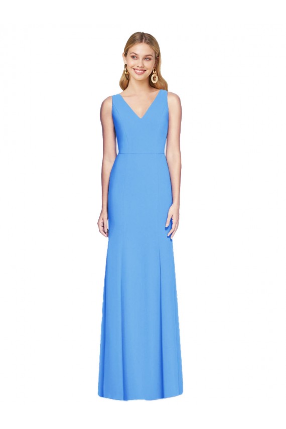 Flattering Trumpet Long Sleeveless Bridesmaid Dress with Open Back UK