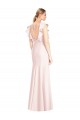 Ruffle Cap Sleeves Open Back Trumpet Bridesmaid Dress UK