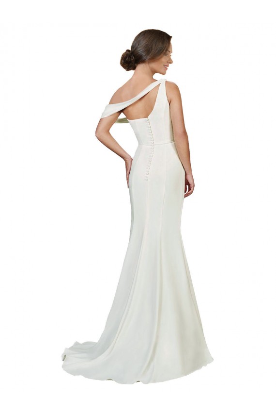 One Shoulder Crepe Bridesmaid Dress with Draped Off the Shoulder Strap UK