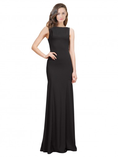 Sleeveless Bateau Neckline Crepe Bridesmaid Dress with Twist Back UK