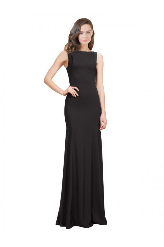 Sleeveless Bateau Neckline Crepe Bridesmaid Dress with Twist Back UK
