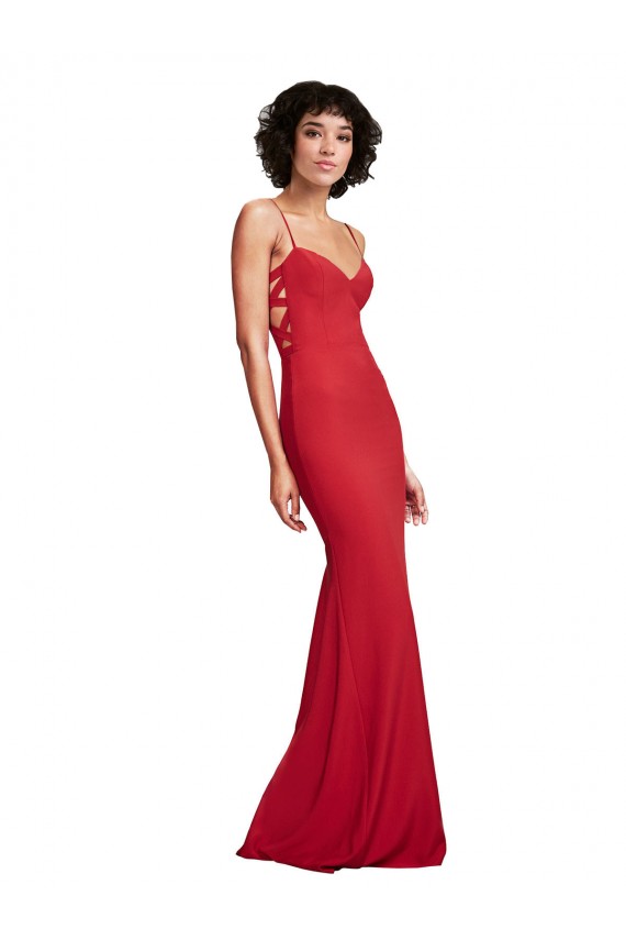 Spaghetti Strap Slip Neckline Crepe Bridesmaid Dress UK